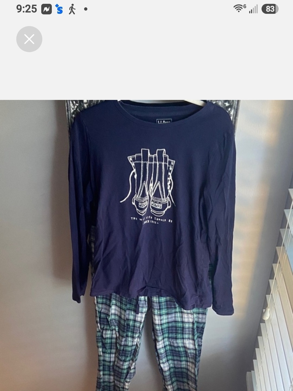 L.L.Bean Camp Pj Set Bright Navy Tee with White Boot Graphic - 1X Plus